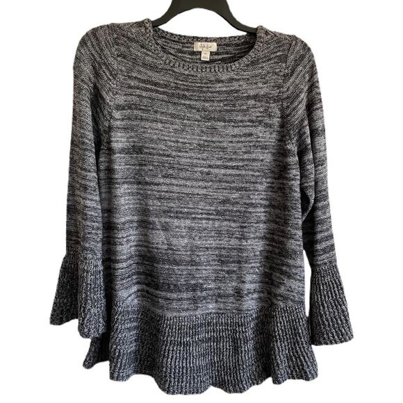 Style & Co Marled Ruffle Hem Pullover Sweater Grey - Picture 2 of 4